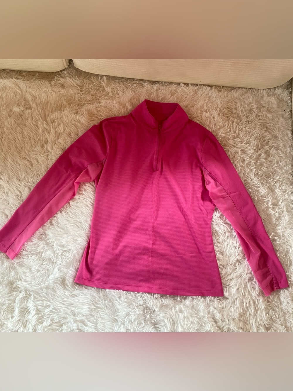 Women's NWOT Hot Pink Long-Sleeve Quarter-Zip Performance Top, Size S
